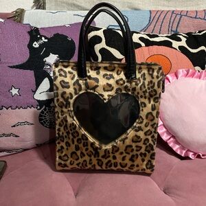 Valfre Leopard Print Heart Tote Bag